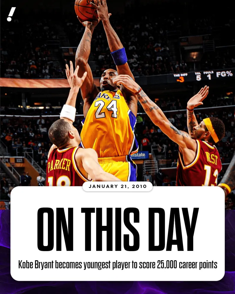 绝地求生直播-雅虎体育：2010年的今天，科比成为历史最年轻的25000分先生